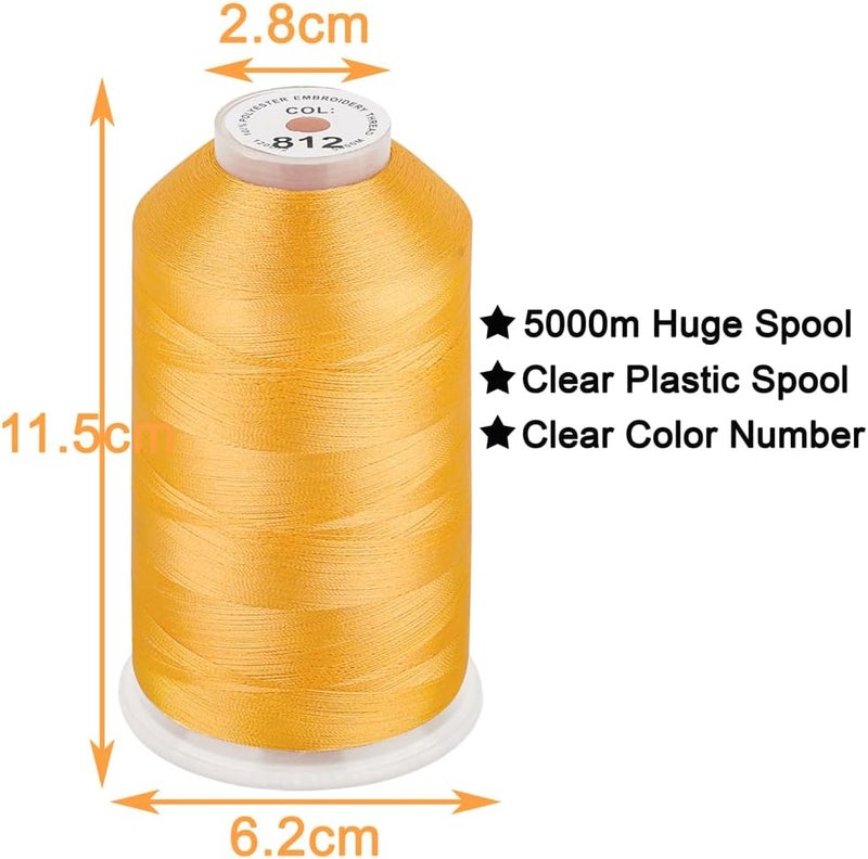 New brothread - Single Huge Spool 5000M Each Polyester Embroidery Machine Thread 40WT for Commercial and Domestic Machines - Cream Yellow - Image 2